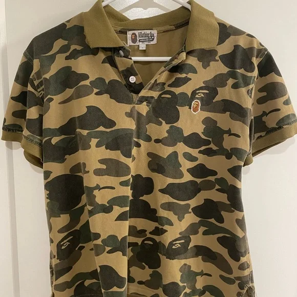 トップス A BATHING APE LINE CAMO TERRY TOWEL POLO LINE CAMO TERRY TOWEL APE HEAD ONE POINT POLO MENS – us.bape.com